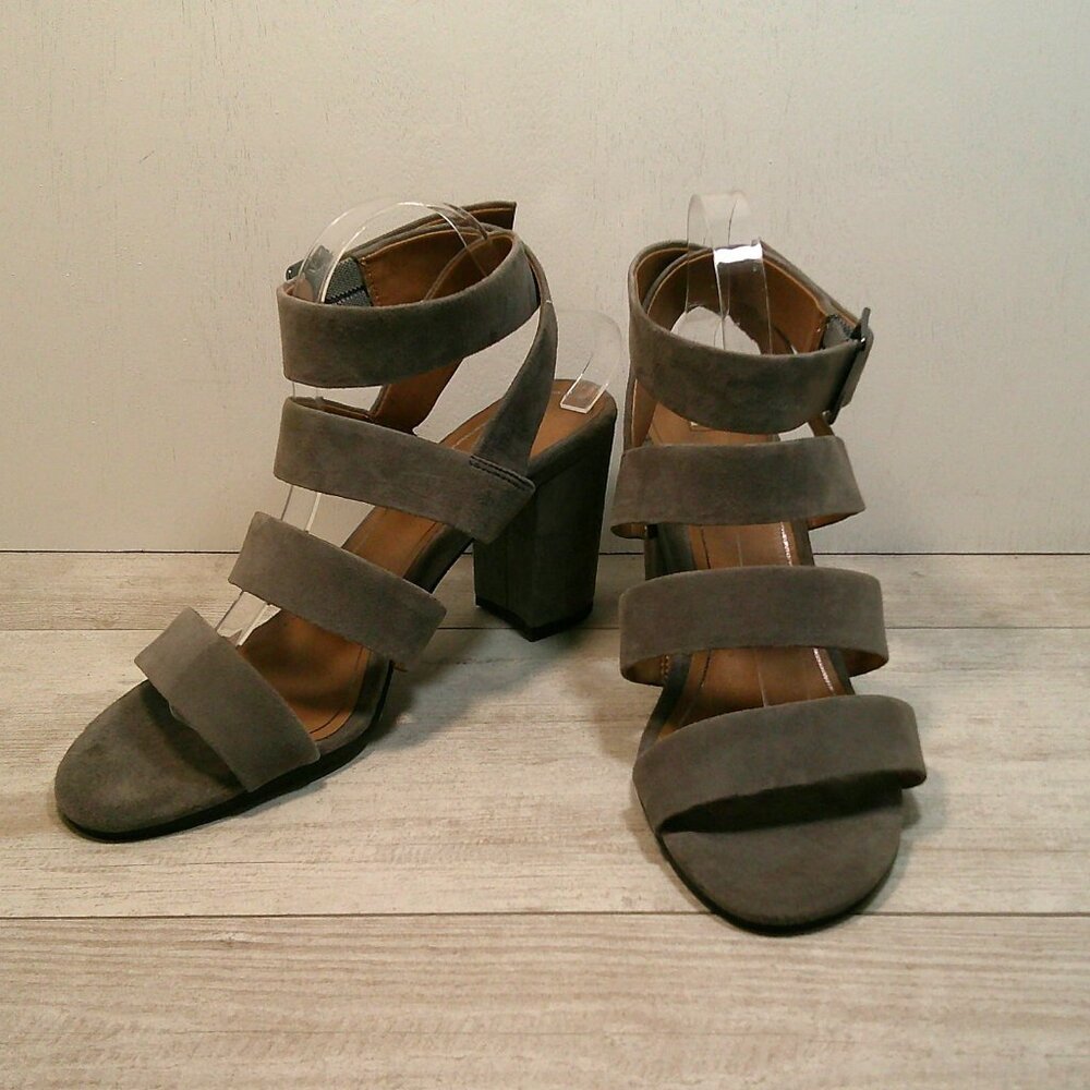 Vionic Blaire Gray Suede Strappy Block Heel Sandals Size 11 - Picture 2 of 12